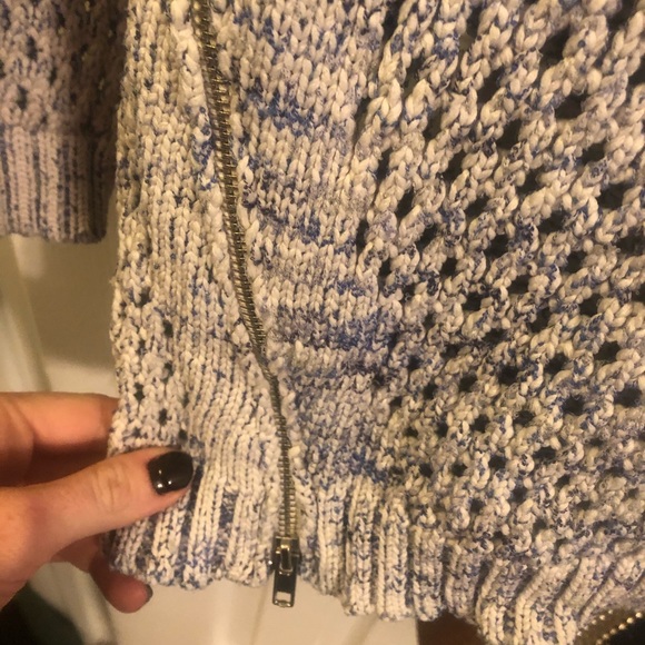 INC blue and grey sweater with zippers - Picture 3 of 3